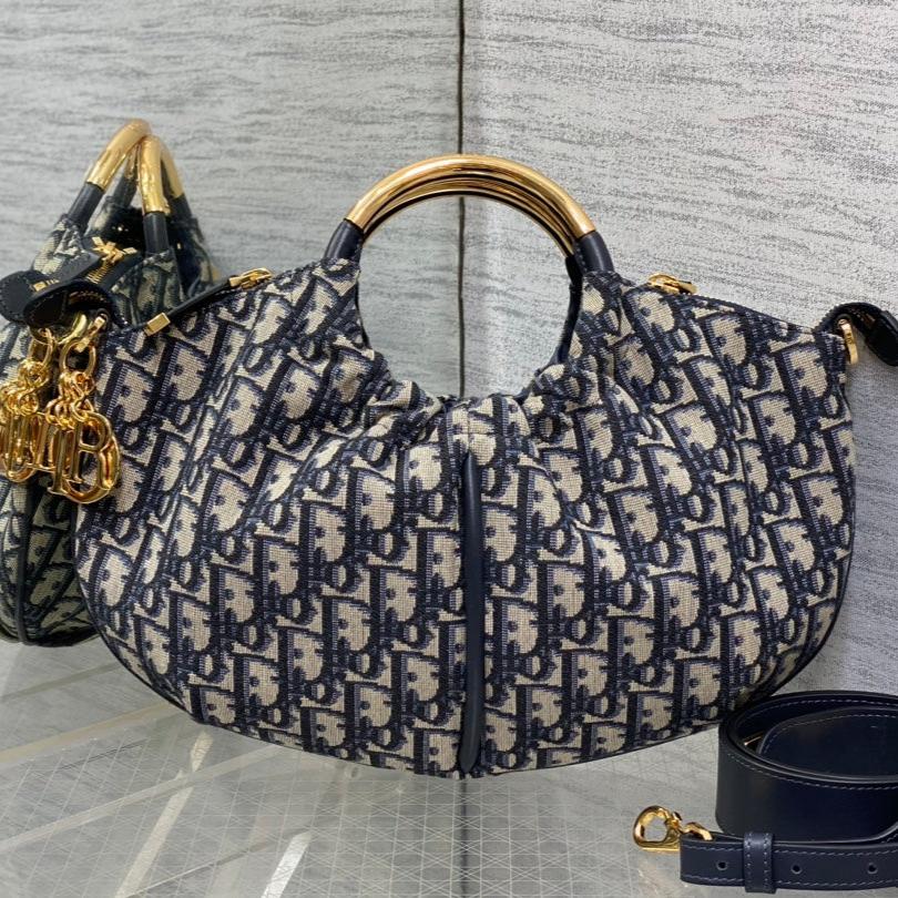 DIOR WALK IN PURSE 36 BAG BLUE OBLIQUE JACQUARD