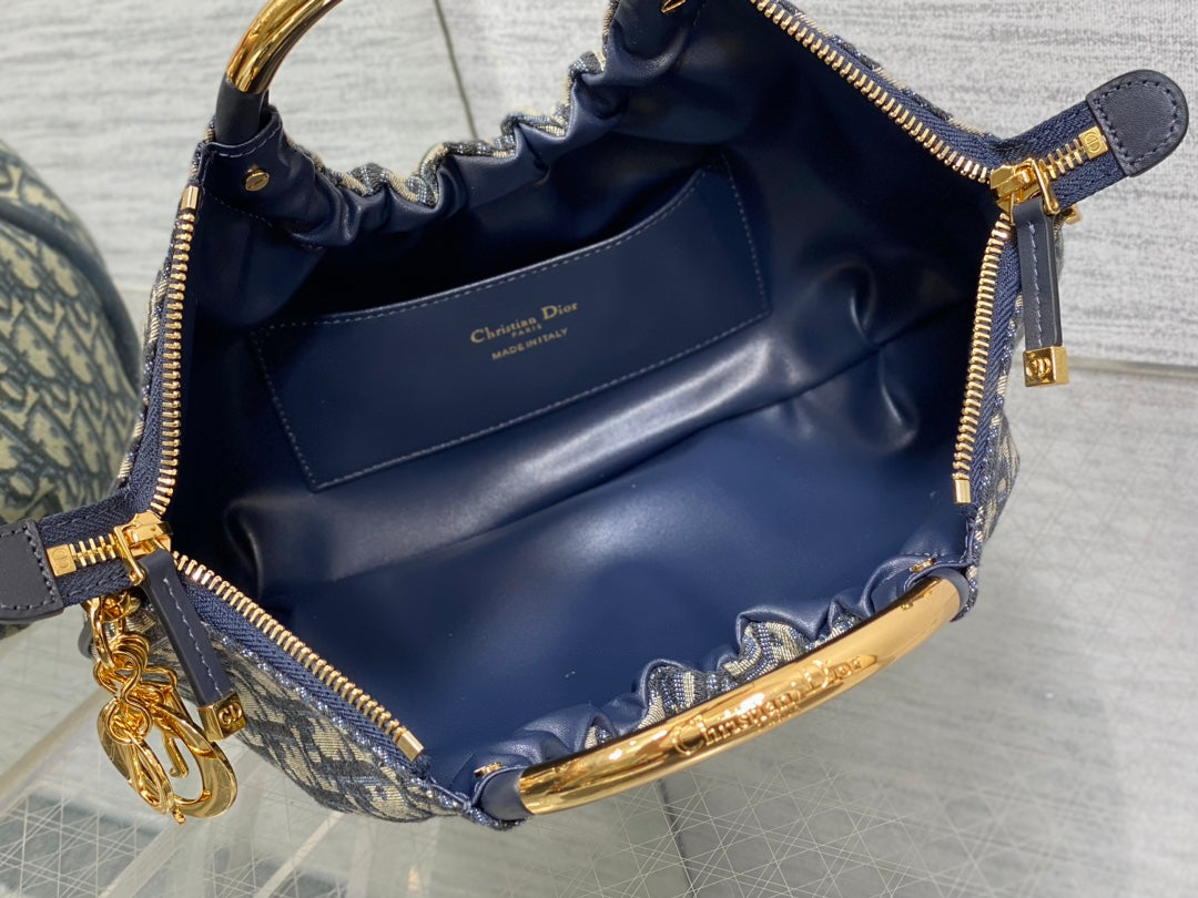 DIOR WALK IN PURSE 36 BAG BLUE OBLIQUE JACQUARD