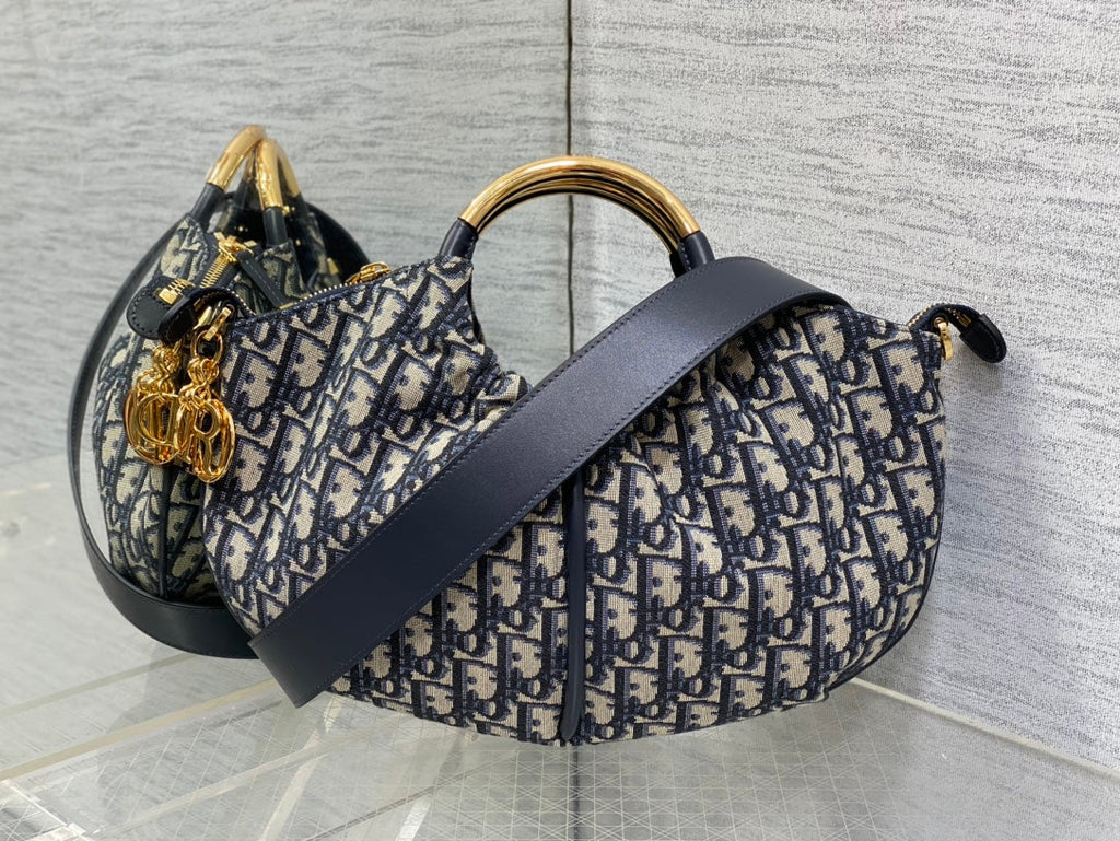 DIOR WALK IN PURSE 36 BAG BLUE OBLIQUE JACQUARD