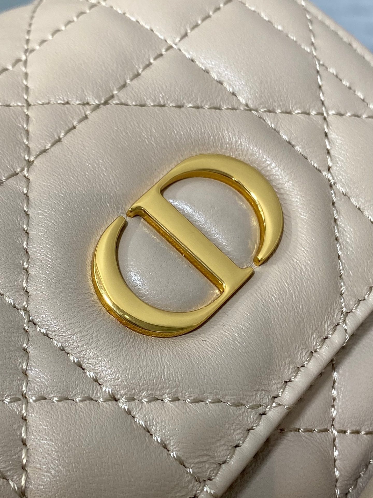 DIOR SMALL 20 CARO BACKPACK IN ALMOND BEIGE MACROCANNAGE LAMBSKIN
