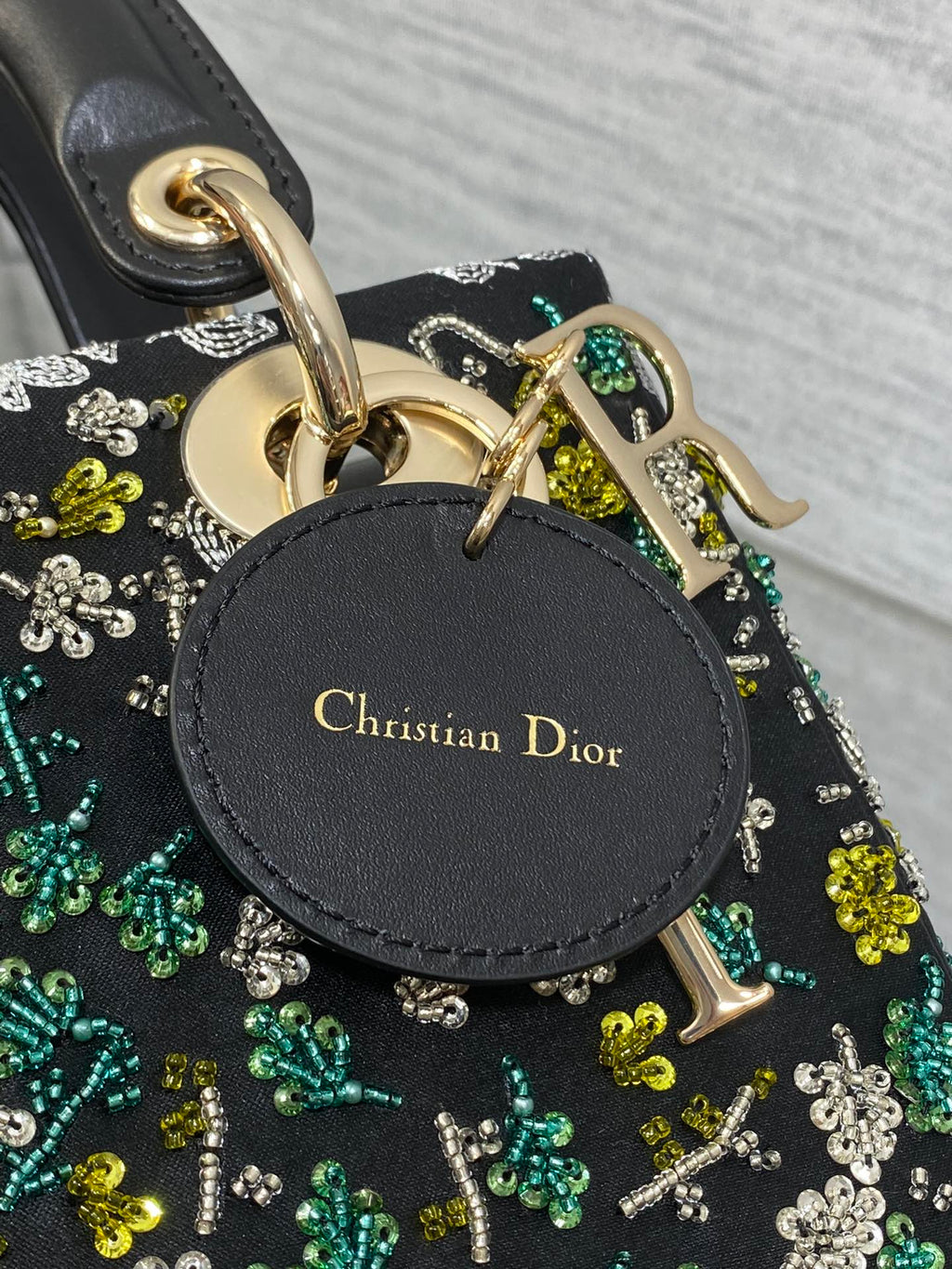 DIOR SMALL 20 BAG BLACK LAMBSKIN WITH SHOOTING STAR EMBROIDERY WOMEN 226114
