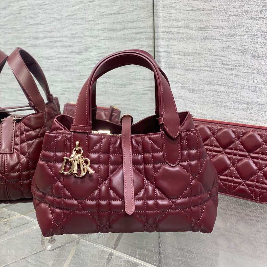 DIOR ALWAYS MINI 23 BAG IN BURGUNDY RED MACROCANNAGE CALFSKIN