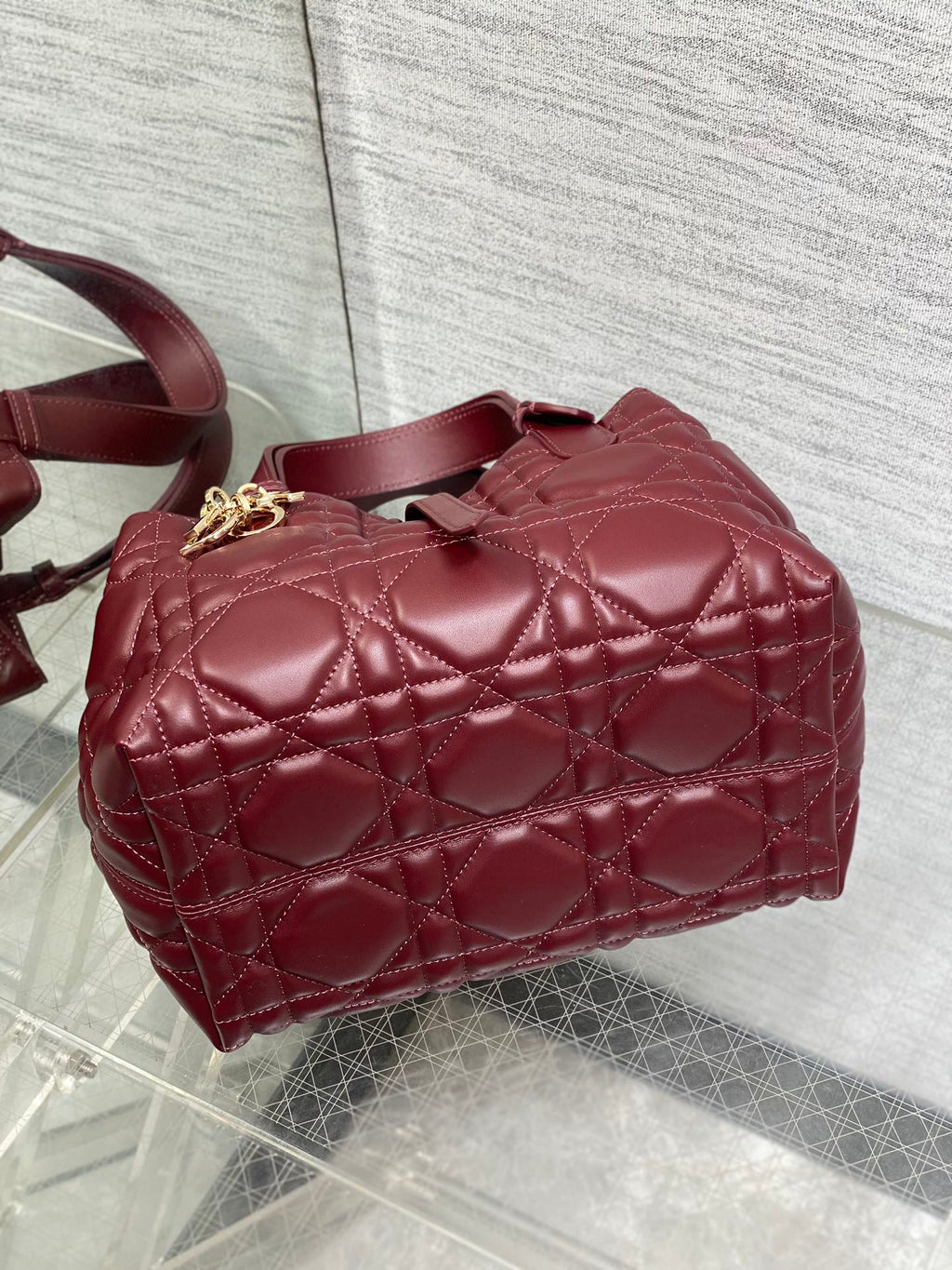 DIOR ALWAYS MINI 23 BAG IN BURGUNDY RED MACROCANNAGE CALFSKIN