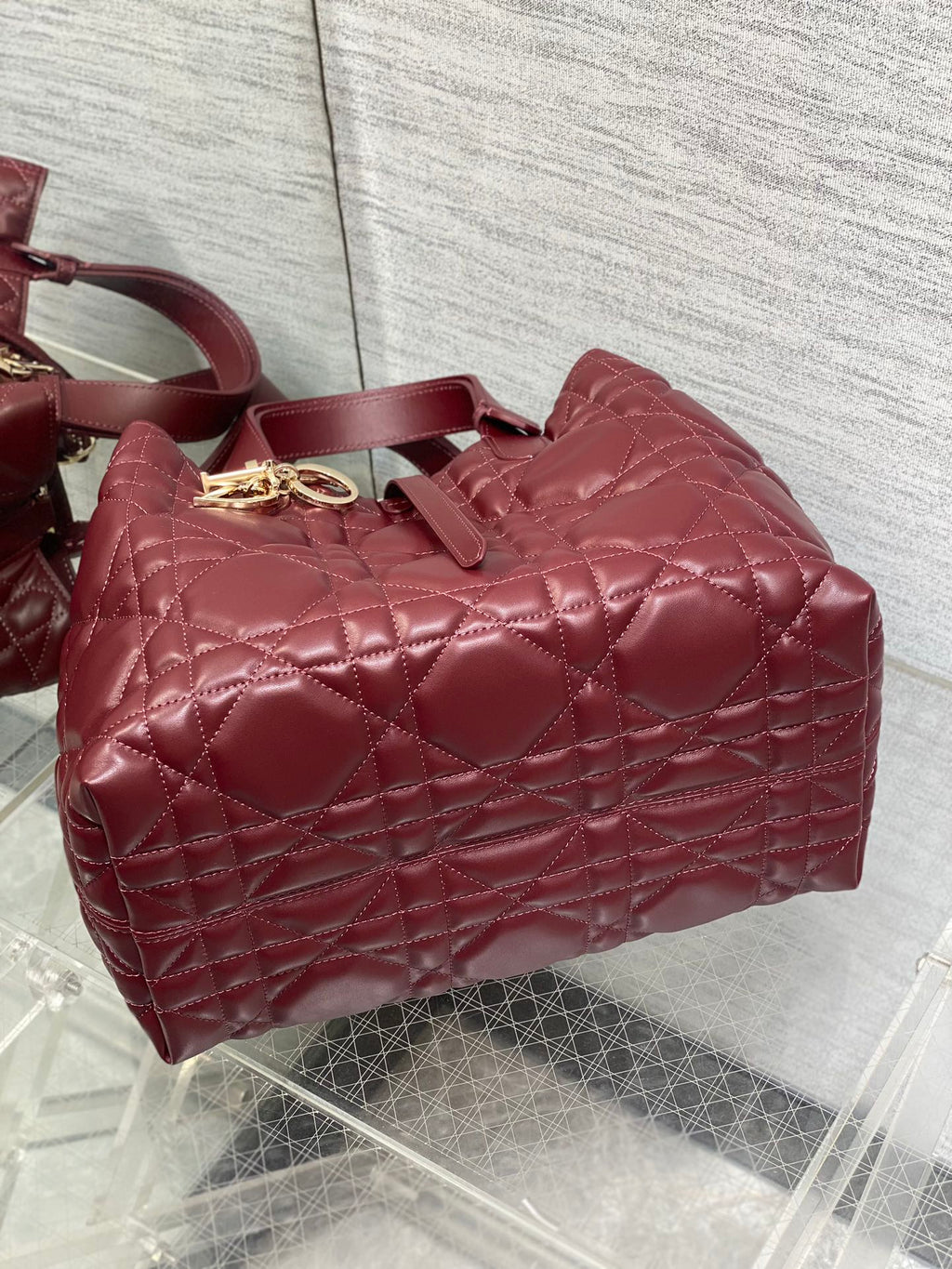 DIOR ALWAYS MEDIUM 28 BAG IN BURGUNDY RED MACROCANNAGE CALFSKIN