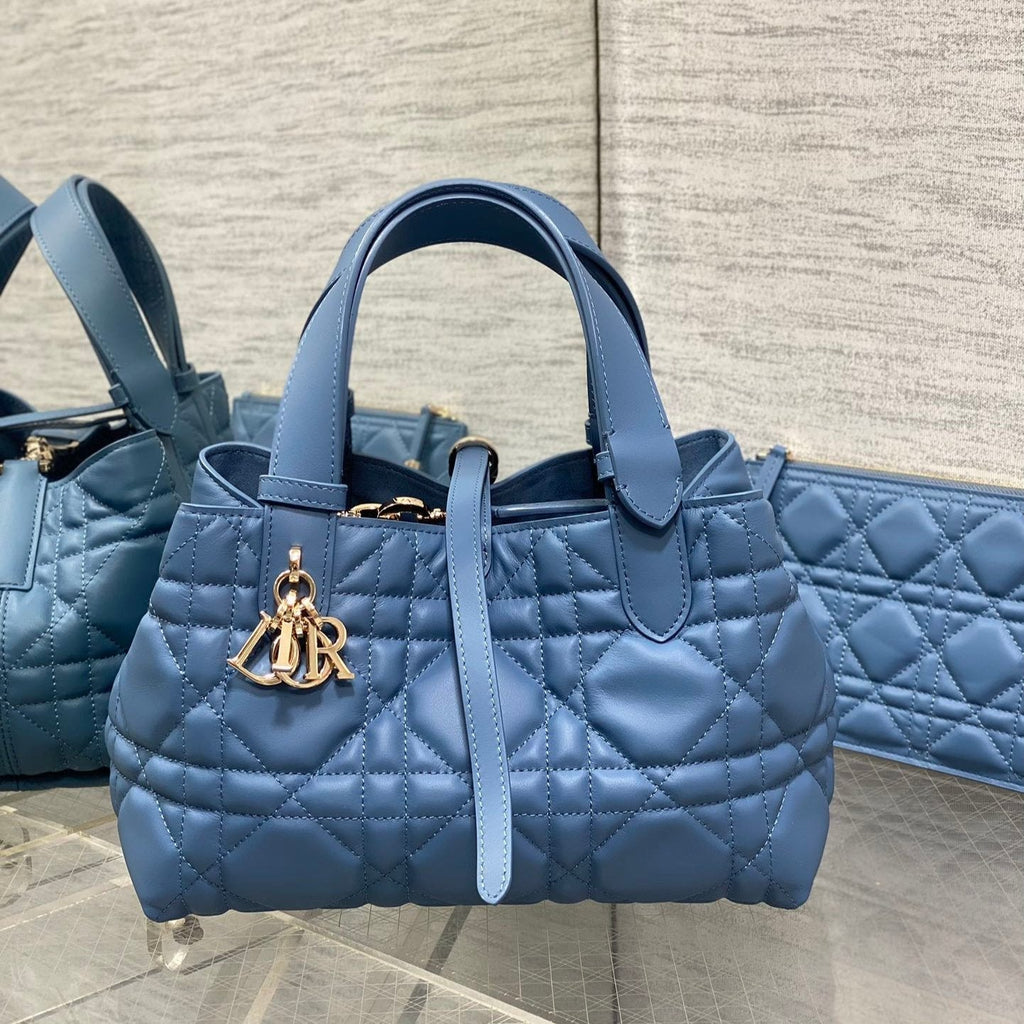 DIOR ALWAYS MINI 23 BAG IN AZURE BLUE MACROCANNAGE CALFSKIN