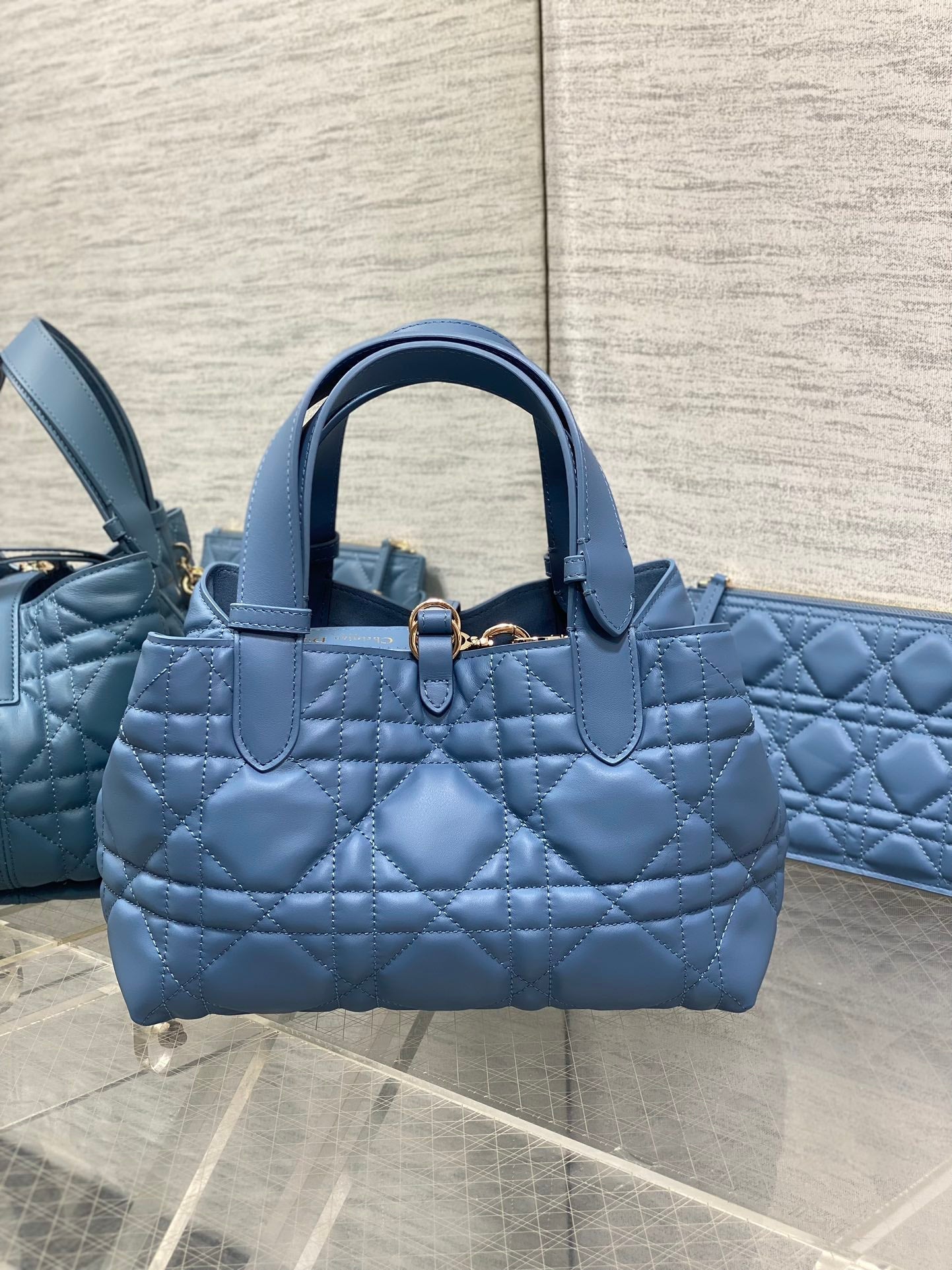 DIOR ALWAYS MINI 23 BAG IN AZURE BLUE MACROCANNAGE CALFSKIN