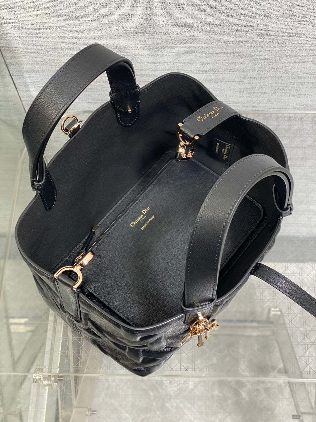 DIOR ALWAYS MINI 23 BAG IN BLACK MACROCANNAGE CALFSKIN