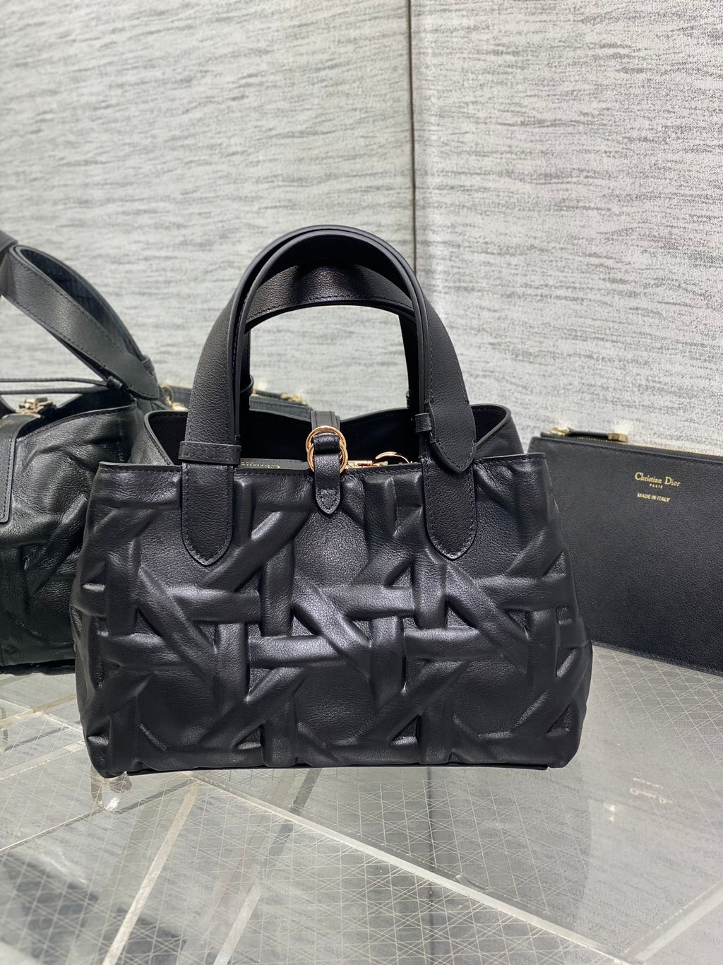 DIOR ALWAYS MINI 23 BAG IN BLACK MACROCANNAGE CALFSKIN