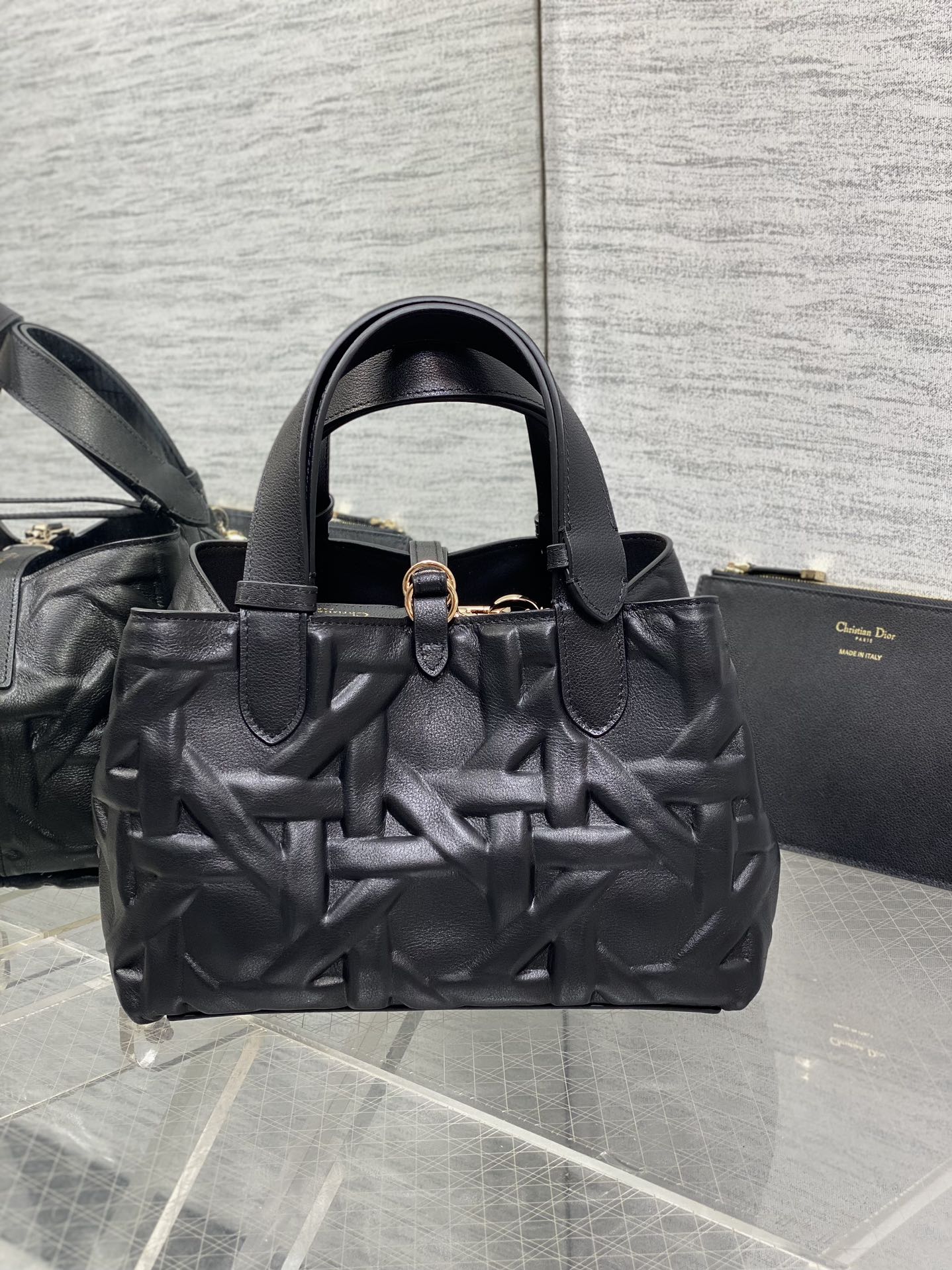 DIOR ALWAYS MINI 23 BAG IN BLACK MACROCANNAGE CALFSKIN