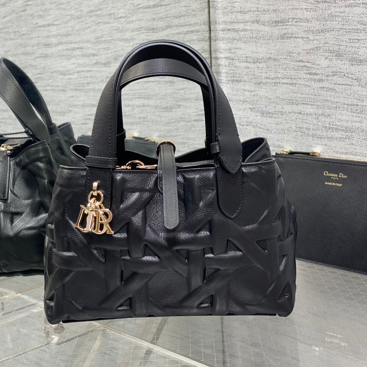 DIOR ALWAYS MINI 23 BAG IN BLACK MACROCANNAGE CALFSKIN