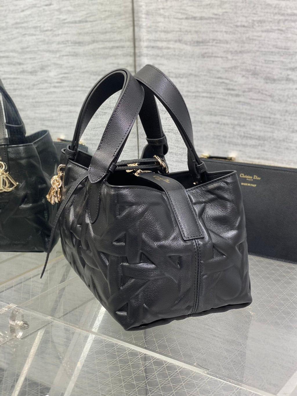 DIOR ALWAYS MINI 23 BAG IN BLACK MACROCANNAGE CALFSKIN