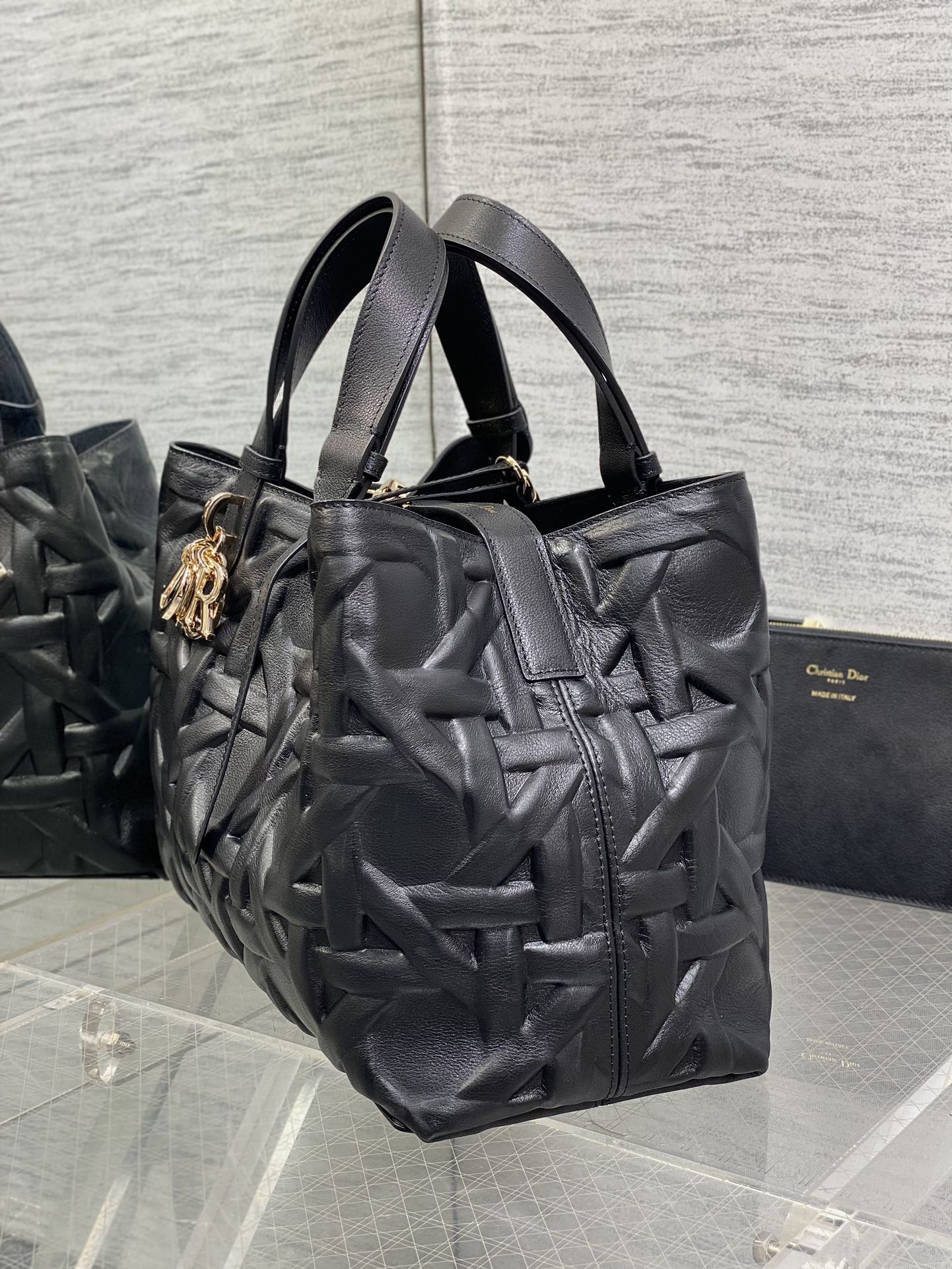 DIOR ALWAYS MEDIUM 28 BAG IN BLACK MACROCANNAGE CALFSKIN