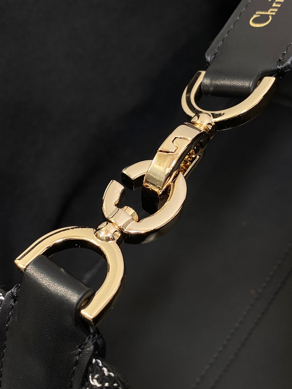 DIOR MINI 23 TOUJOURS BAG IN BLACK MIX WHITE CANNAGE TWEED WITH GOLD HARDWARE