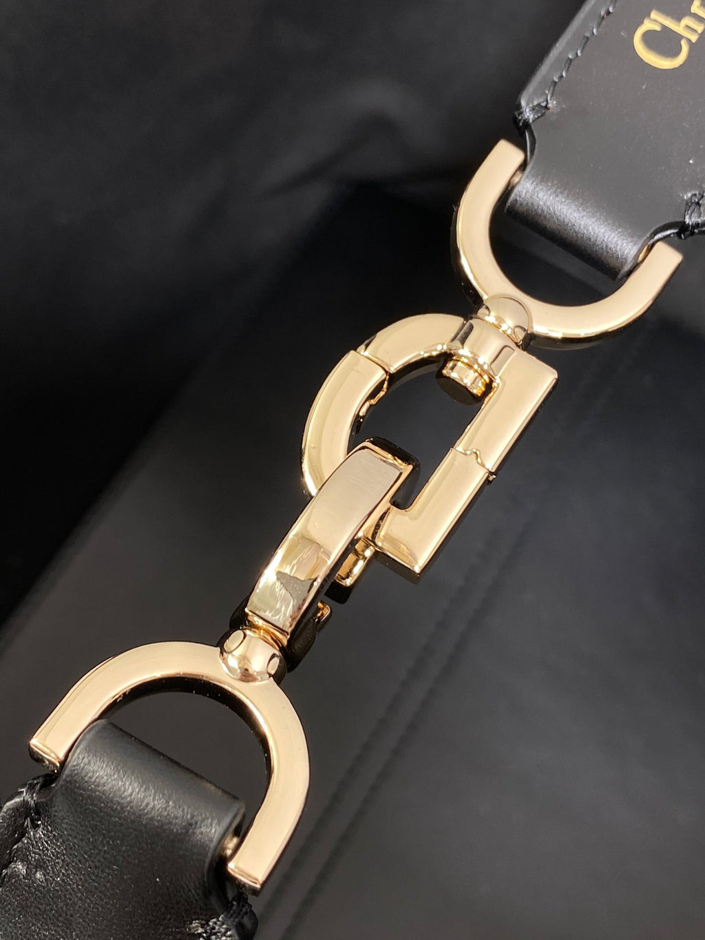 DIOR MEDIUM 28 TOUJOURS BAG IN BLACK MIX WHITE CANNAGE TWEED WITH GOLD HARDWARE
