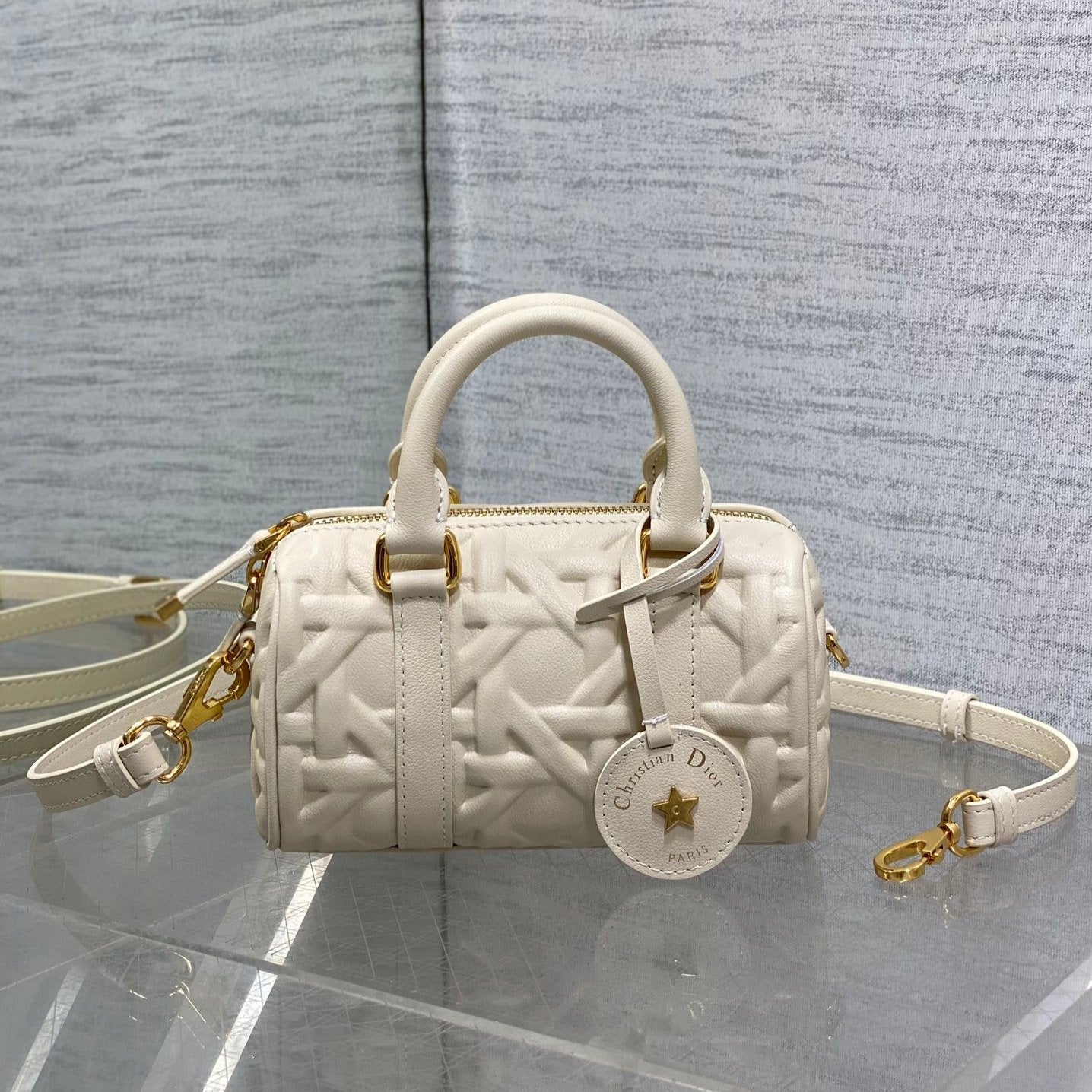 DIOR GROOVE 17 BAG IN WHITE CREAM MACROCANNAGE CALFSKIN WITH GOLD HARDWARE