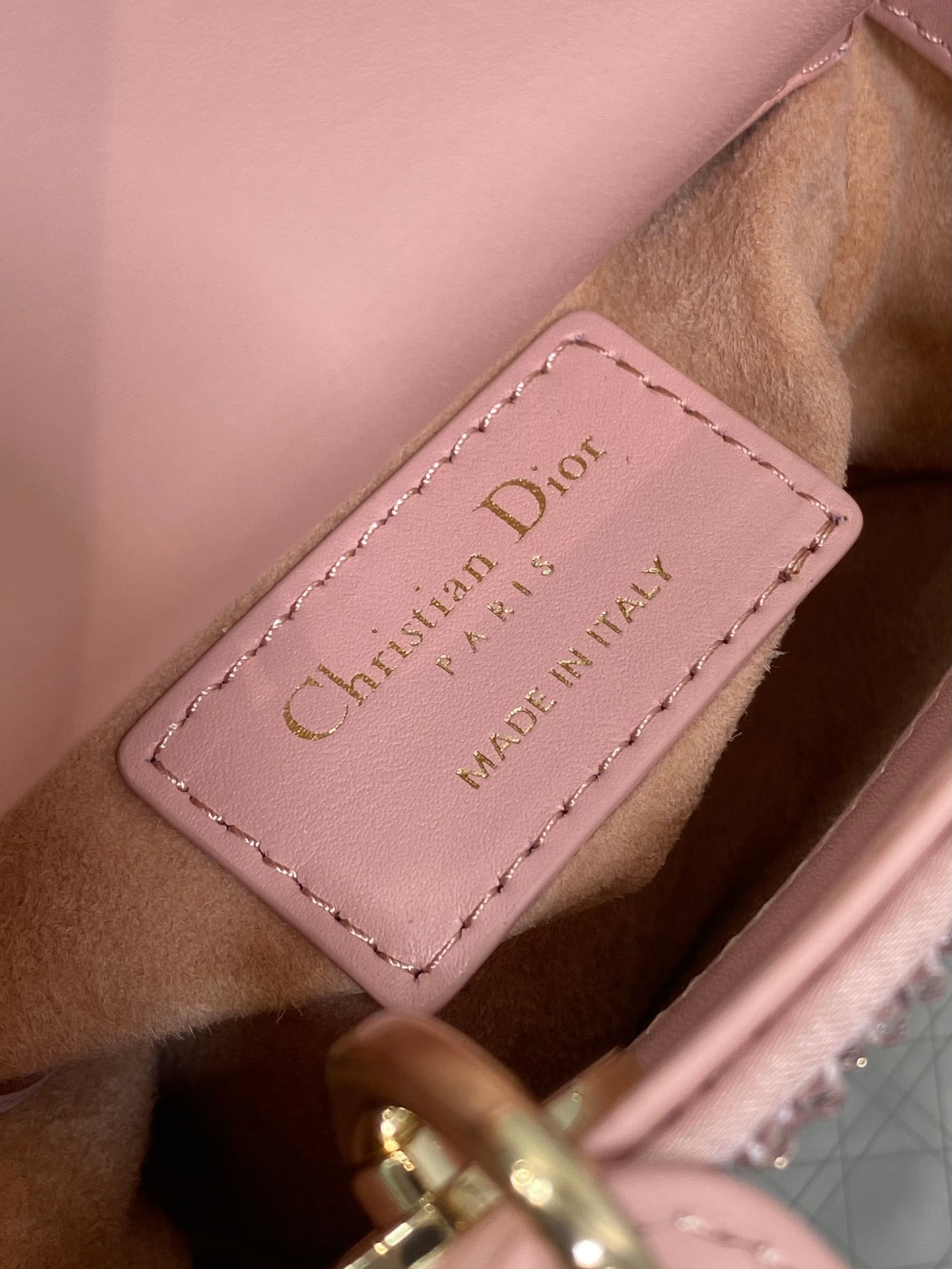 DIOR MICRO 12 LADY BAG IN BLUSH PINK SATIN WITH BEADING