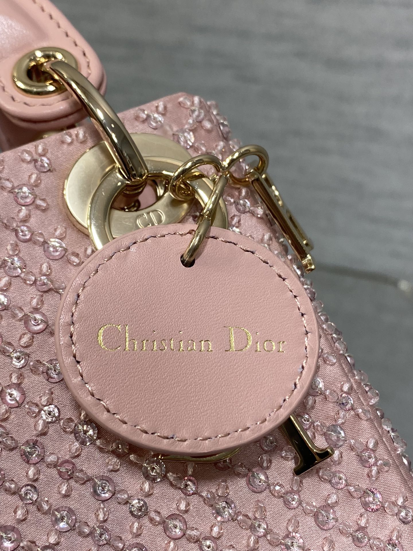 DIOR MICRO 12 LADY BAG IN BLUSH PINK SATIN WITH BEADING