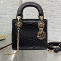 DIOR MINI 17 LADY BAG IN BLACK SNAKESKIN PATTERN LAMBSKIN