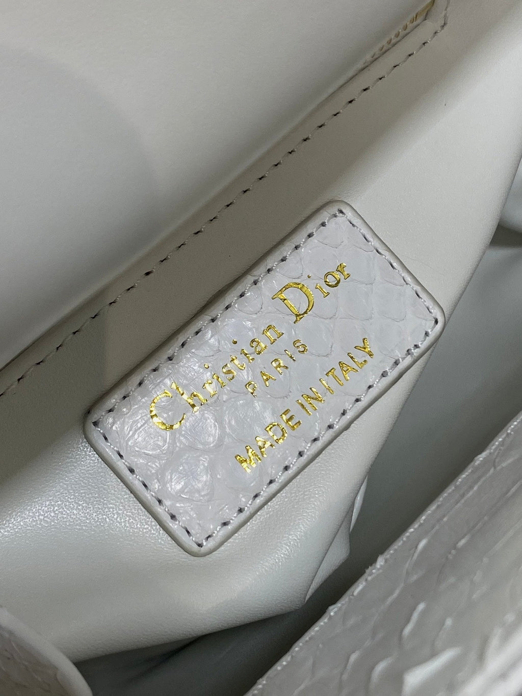 DIOR MINI 17 LADY BAG IN WHITE SNAKESKIN PATTERN LAMBSKIN