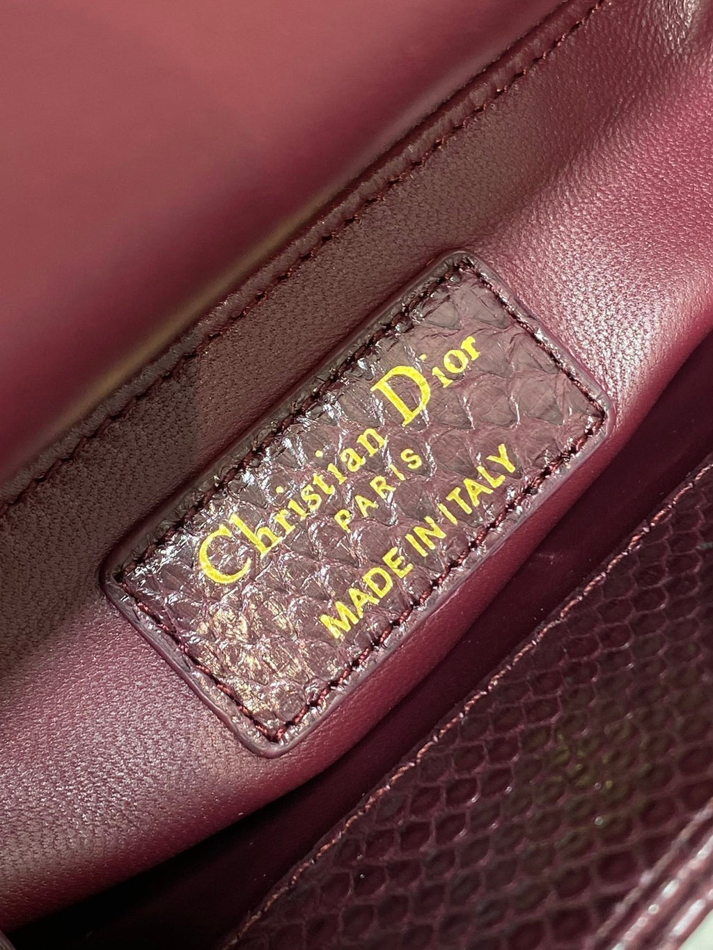 DIOR MINI 17 LADY BAG IN PLUM PURPLE SNAKESKIN PATTERN LAMBSKIN