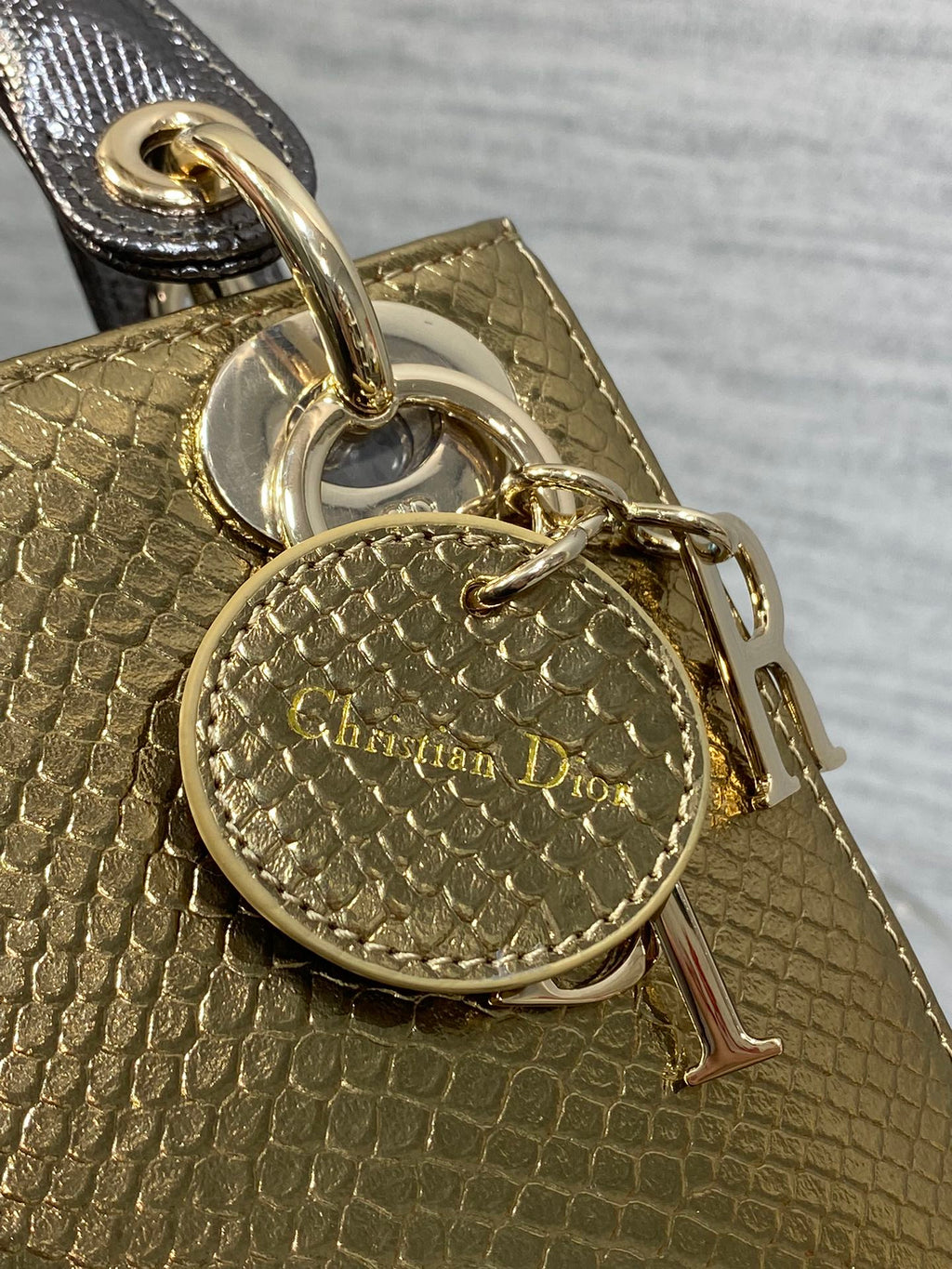 DIOR MINI 17 LADY BAG IN GOLD METALLIC LAMBSKIN
