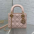 DIOR 25S MINI LADY  BAG 17 IN PINK CALFSKIN CHARM CRYSTAL EMBELLISHMENTS