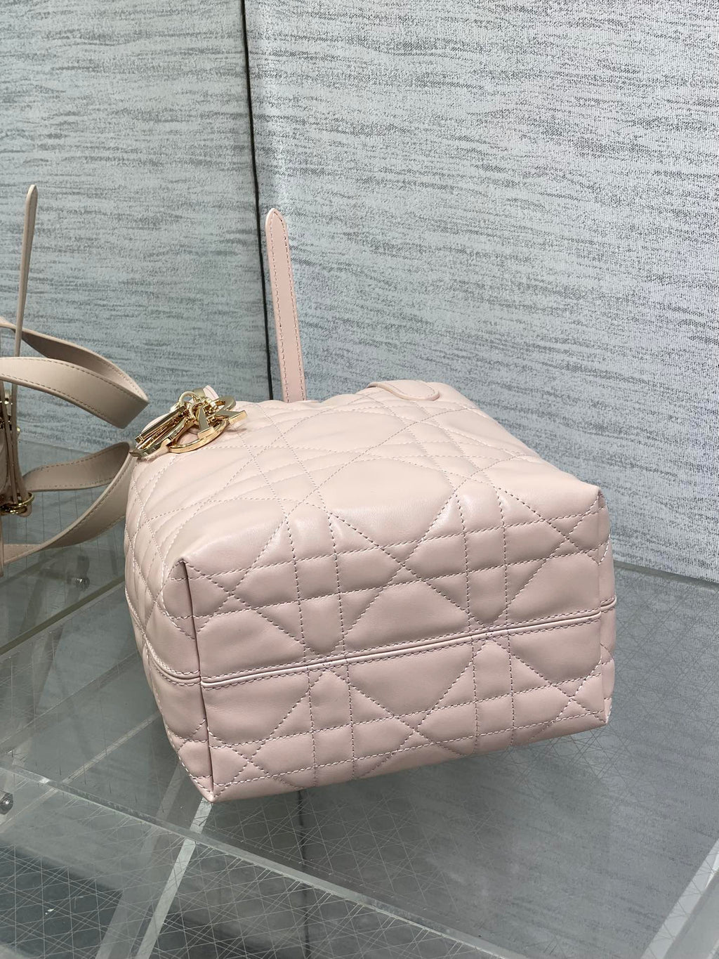 DIOR 25S ALWAYS MINI BAG 16 IN LIGHT PINK MACROCANNAGE CALFSKIN GOLD HARDWARE