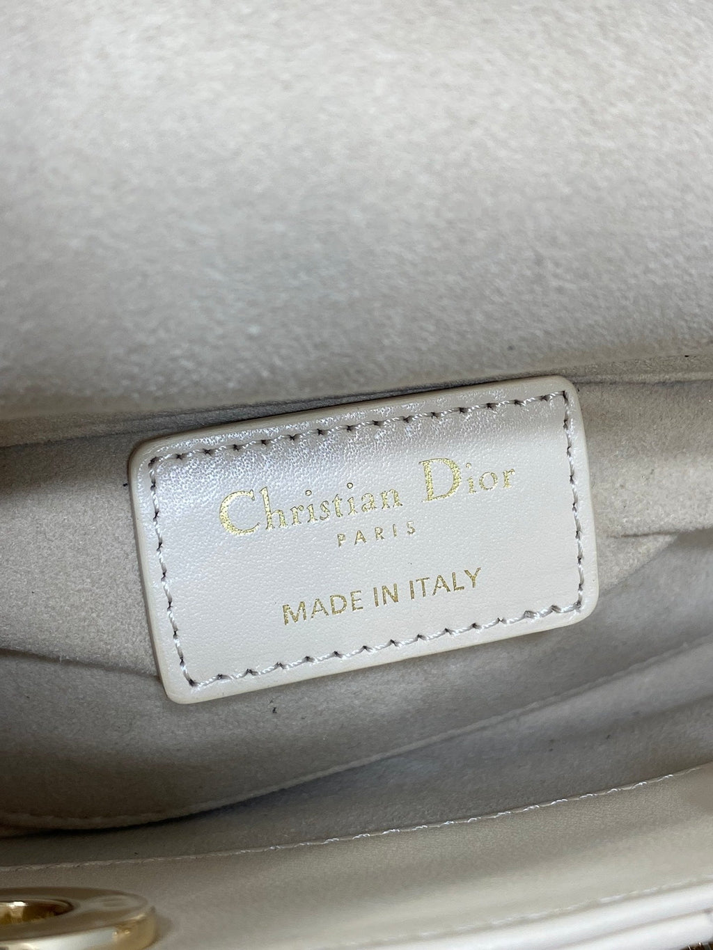 DIOR 25S MICRO LADY D-JOY 16 IN BEIGE LAMBSKIN GOLD HARDWRE