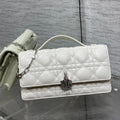 DIOR 25S  TALK PHONE POUCH 21 IN WHITE CANNAGE LAMBSKIN SILVER HARDWRE