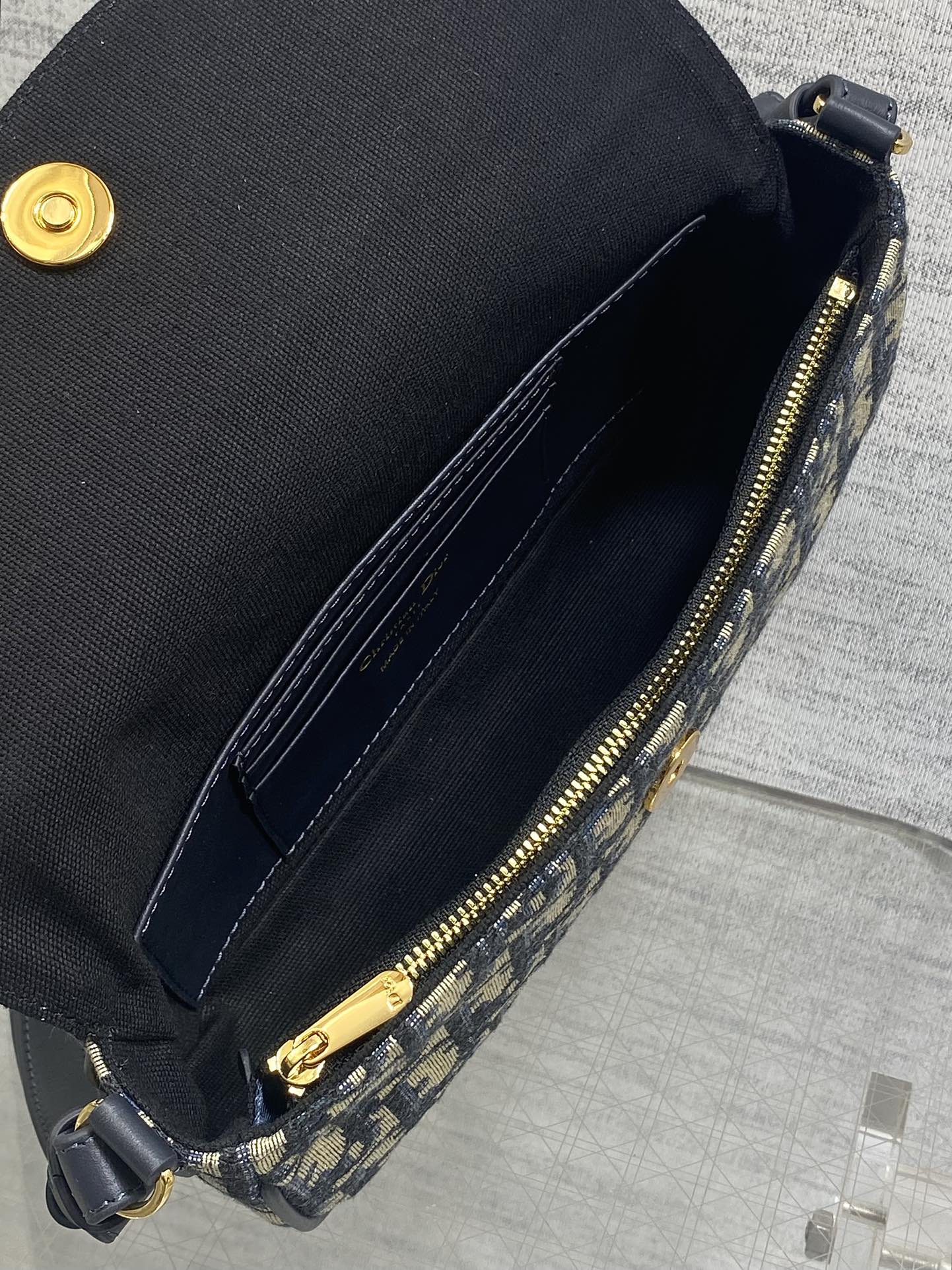 DIOR 25S 30 MONTAIGNE AVENUE BAG 23 IN BLUE CANVAS  OBLIQUE JACQUARD