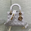 DIOR 25S LADY  BAG 20 IN LILAC CANNAGE CALFSKIN GOLD HARDWARE