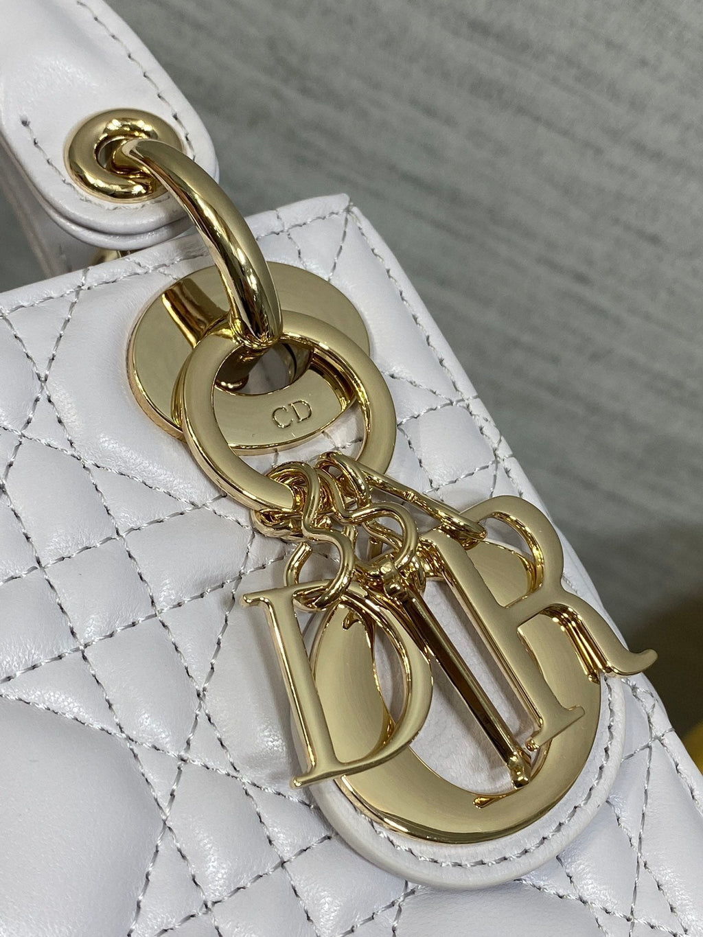 DIOR 25S MINI LADY  BAG 17 IN LILAC CANNAGE CALFSKIN GOLD HARDWARE