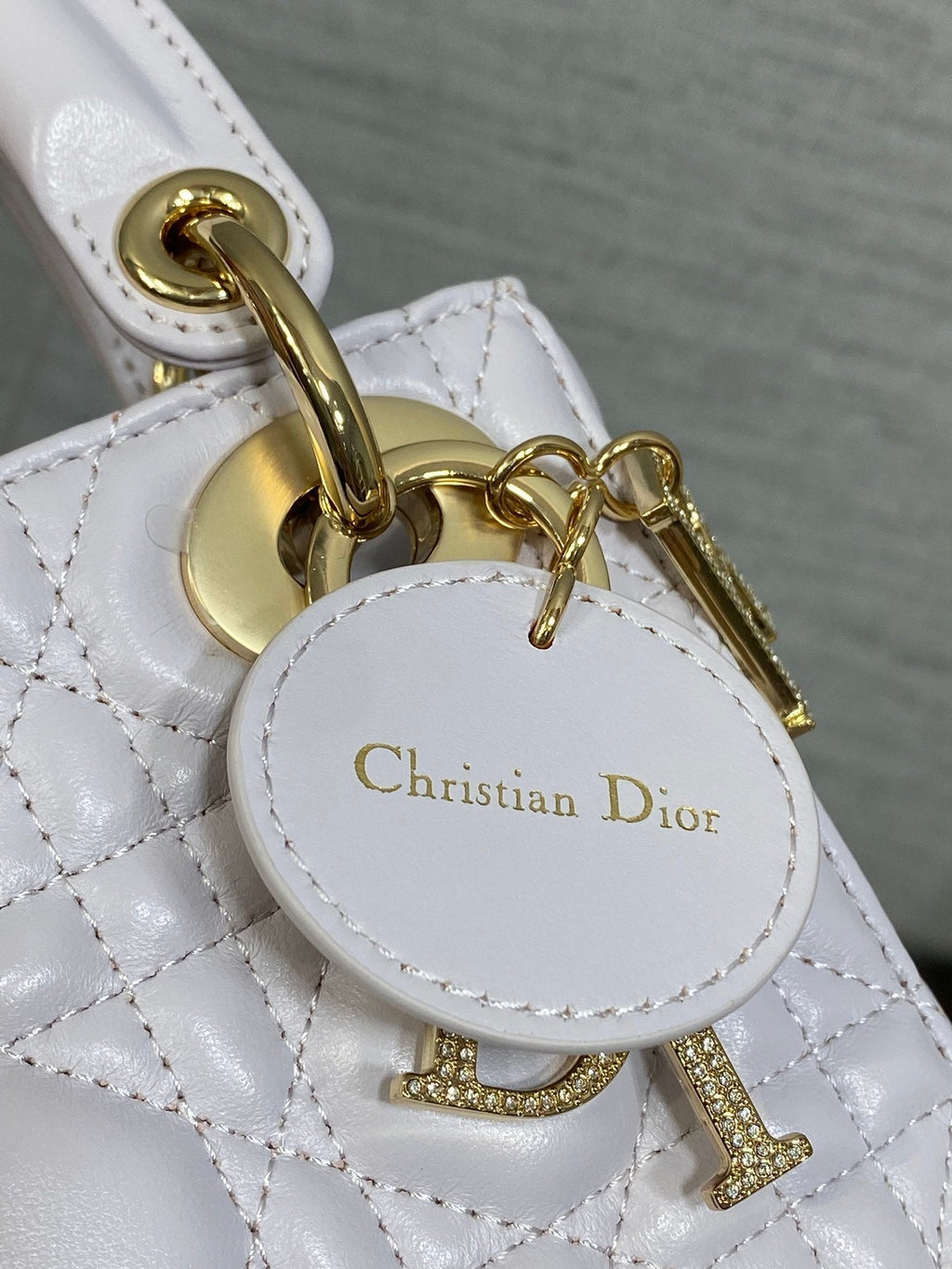DIOR 25S MINI LADY  BAG 17 IN LILAC CALFSKIN CHARM CRYSTAL EMBELLISHMENTS