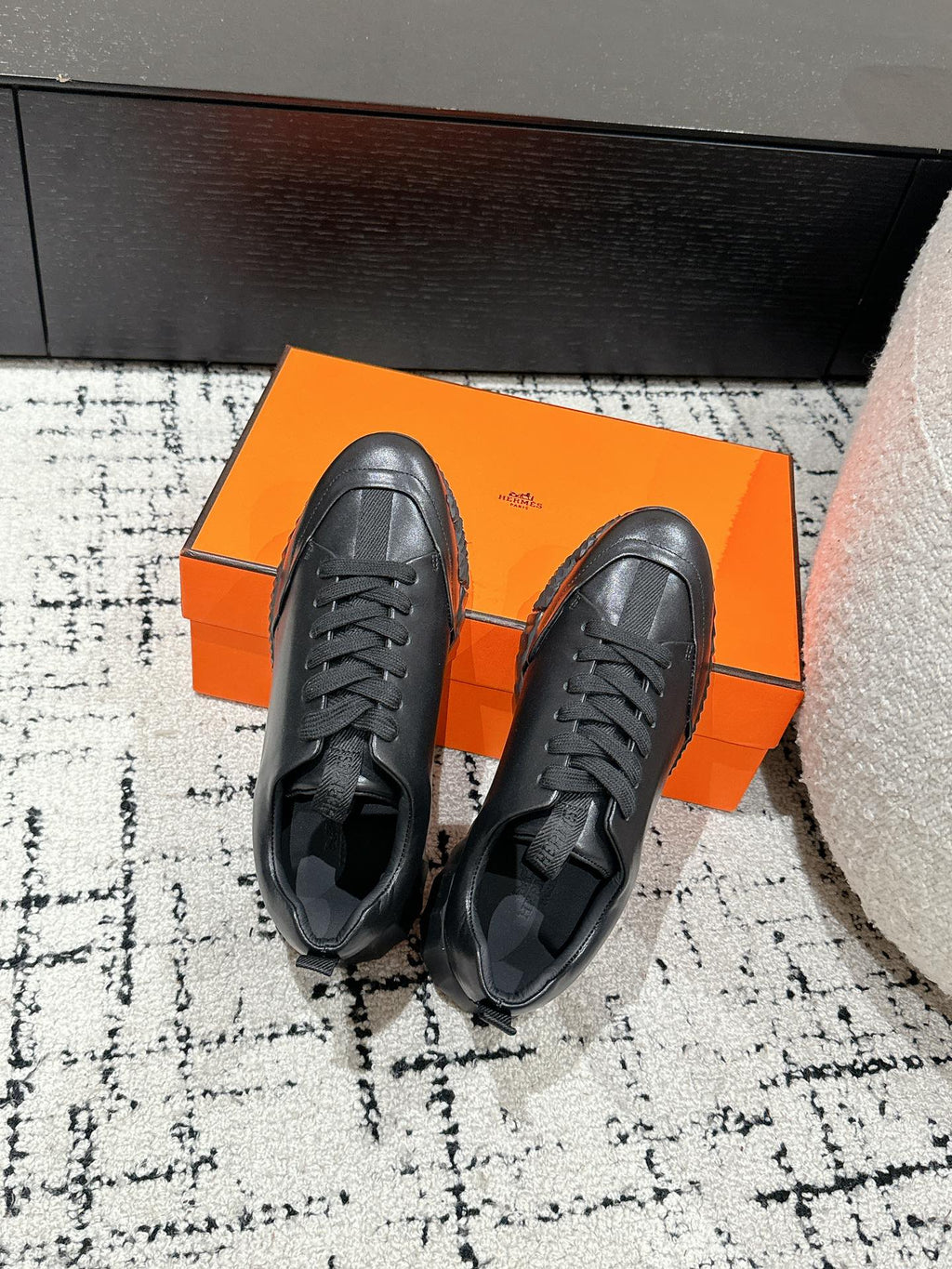 HERMES BOUNCING SNEAKER IN FULL BLACK CALFSKIN