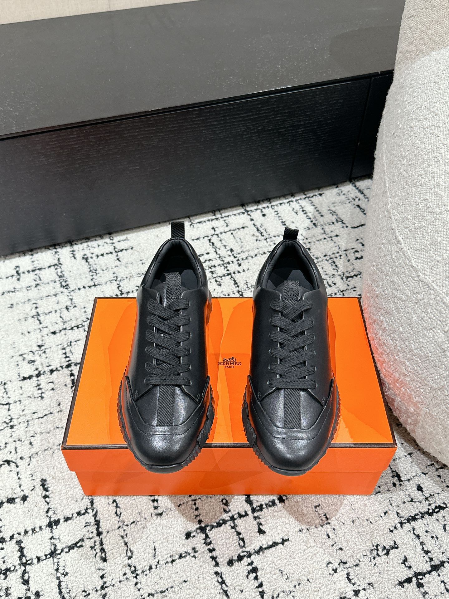 HERMES BOUNCING SNEAKER IN FULL BLACK CALFSKIN