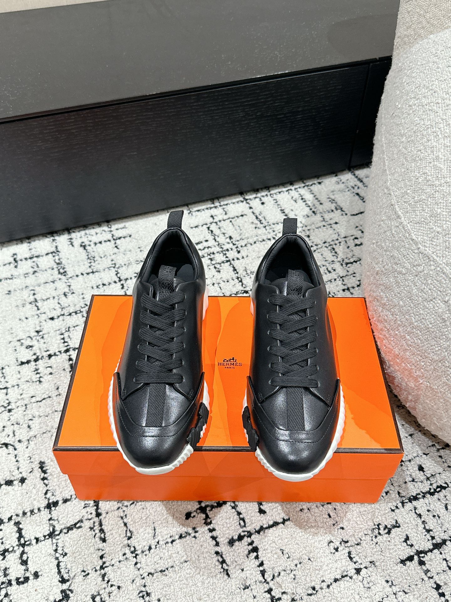 HERMES BOUNCING SNEAKER IN BLACK CALFSKIN