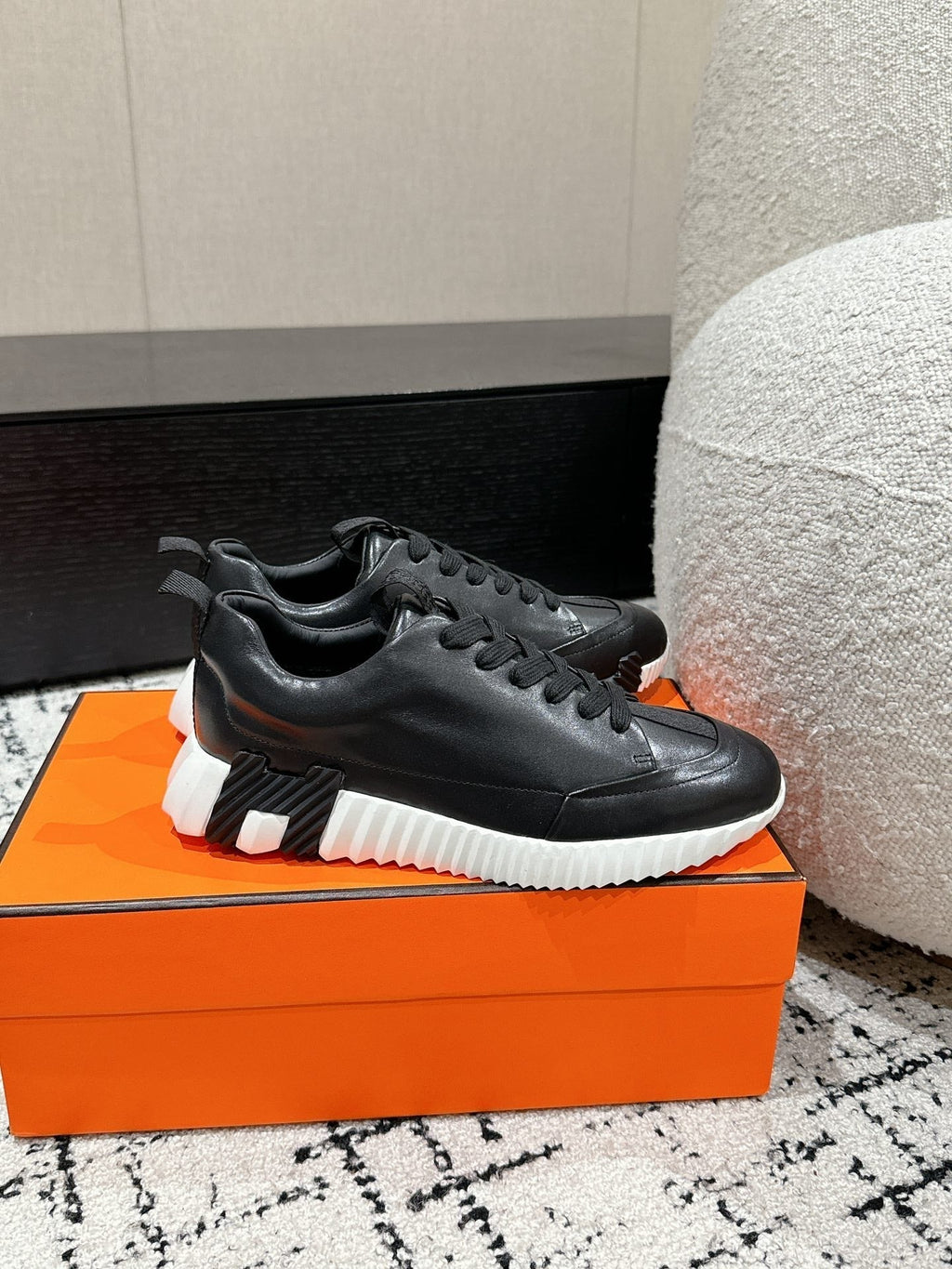 HERMES BOUNCING SNEAKER IN BLACK CALFSKIN