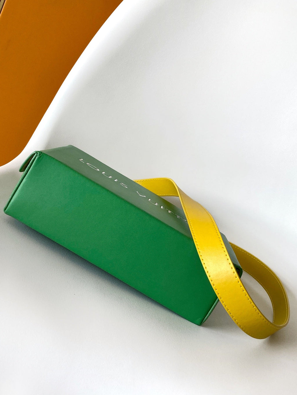 LOUIS VUITTON SHOPPER BAG 23 IN GREEN YELLOW CALFSKIN EMBROIDERED LOGO