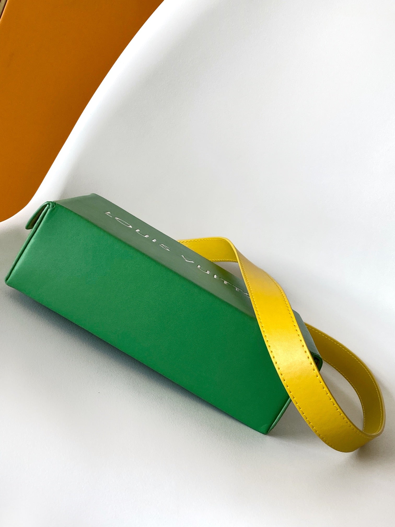LOUIS VUITTON SHOPPER BAG 23 IN GREEN YELLOW CALFSKIN EMBROIDERED LOGO