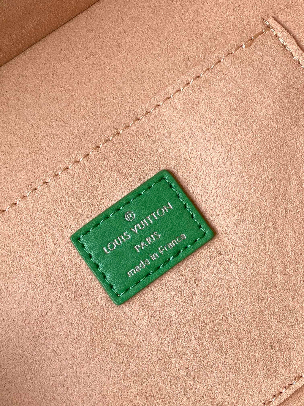 LOUIS VUITTON SHOPPER BAG 23 IN GREEN YELLOW CALFSKIN EMBROIDERED LOGO