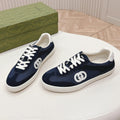 GUCCI SNEAKER WITH INTERLOCKING G IN SPACE BLUE SUEDE AND MESH