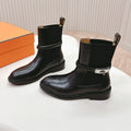 HERMES KELLY BUCKLE SHORT BOOTS IN BLACK CALFSKIN