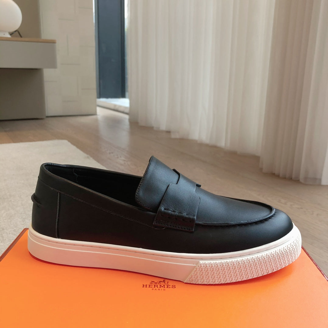 HERMES IKE SLIP-ON SNEAKER BLACK CALFSKIN