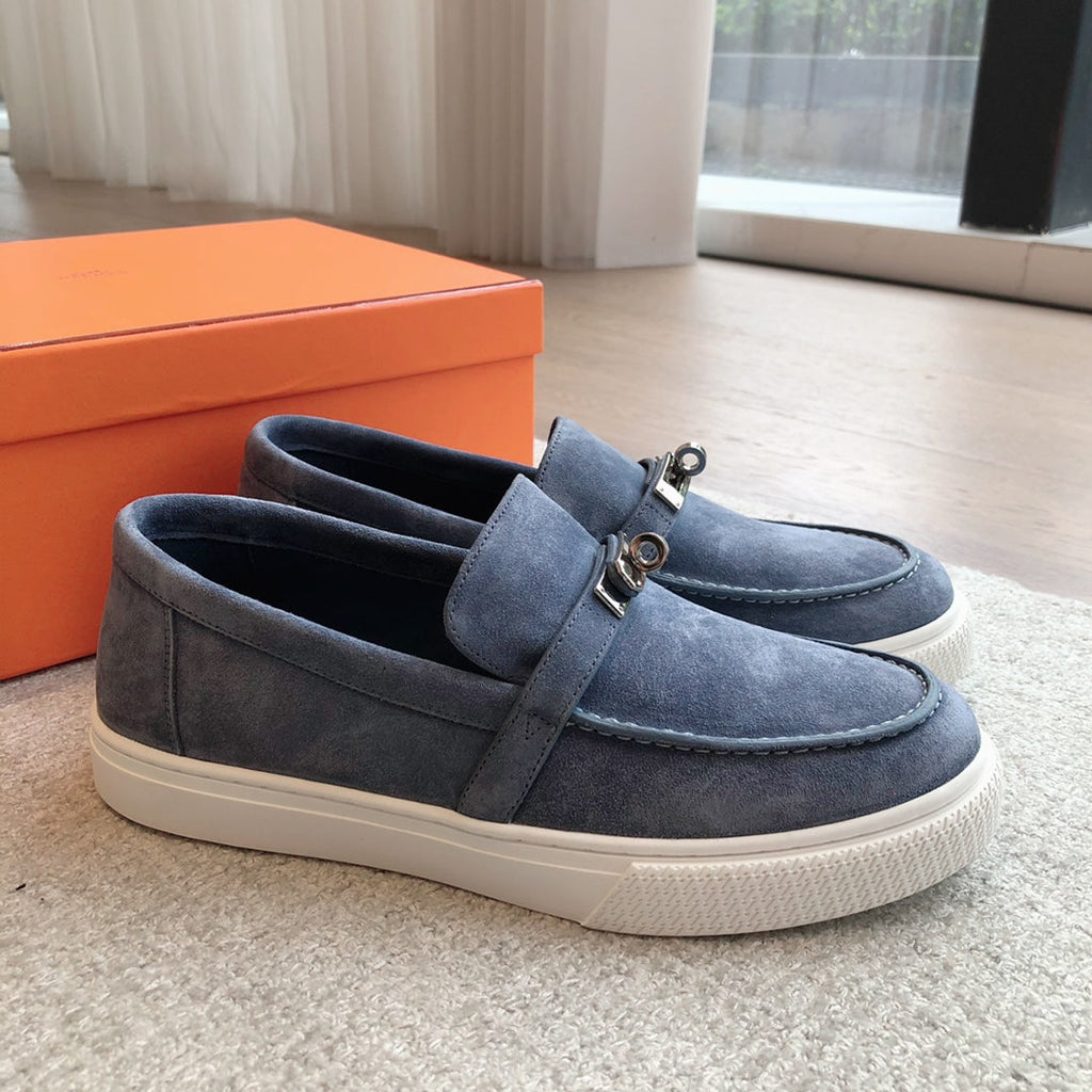 HERMES GAME SLIP-ON SNEAKER NAVY SUEDE