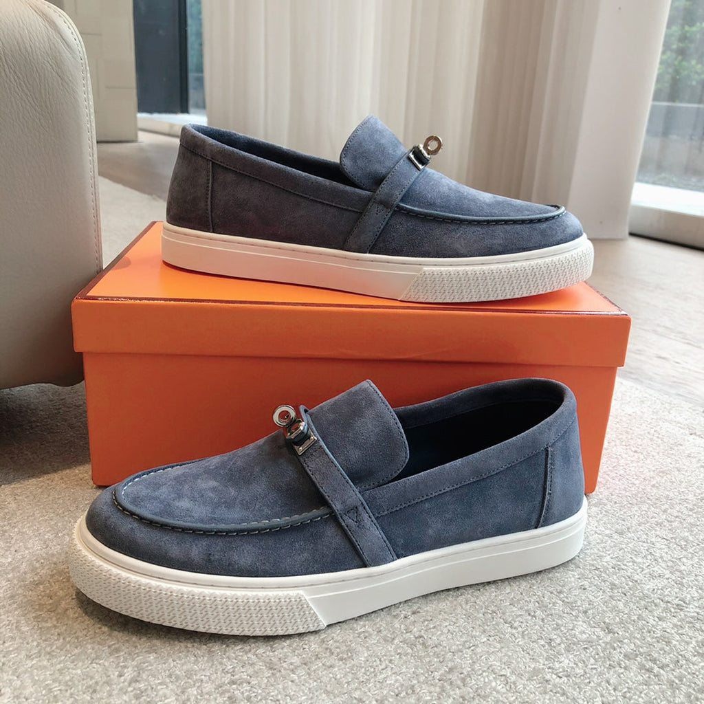 HERMES GAME SLIP-ON SNEAKER NAVY SUEDE