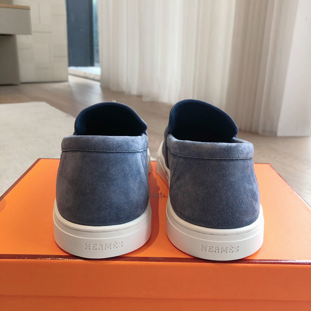 HERMES GAME SLIP-ON SNEAKER NAVY SUEDE