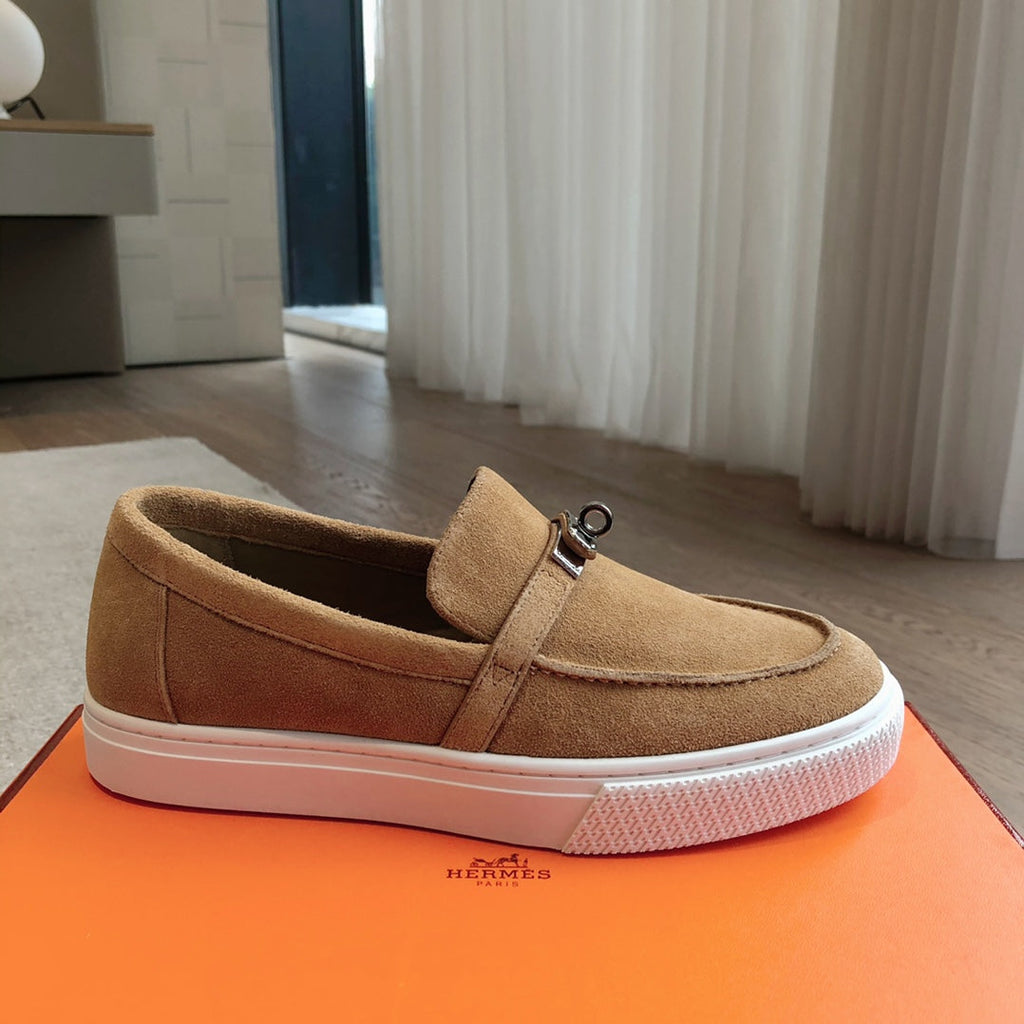 HERMES GAME SLIP-ON SNEAKER CARAMEL SUEDE