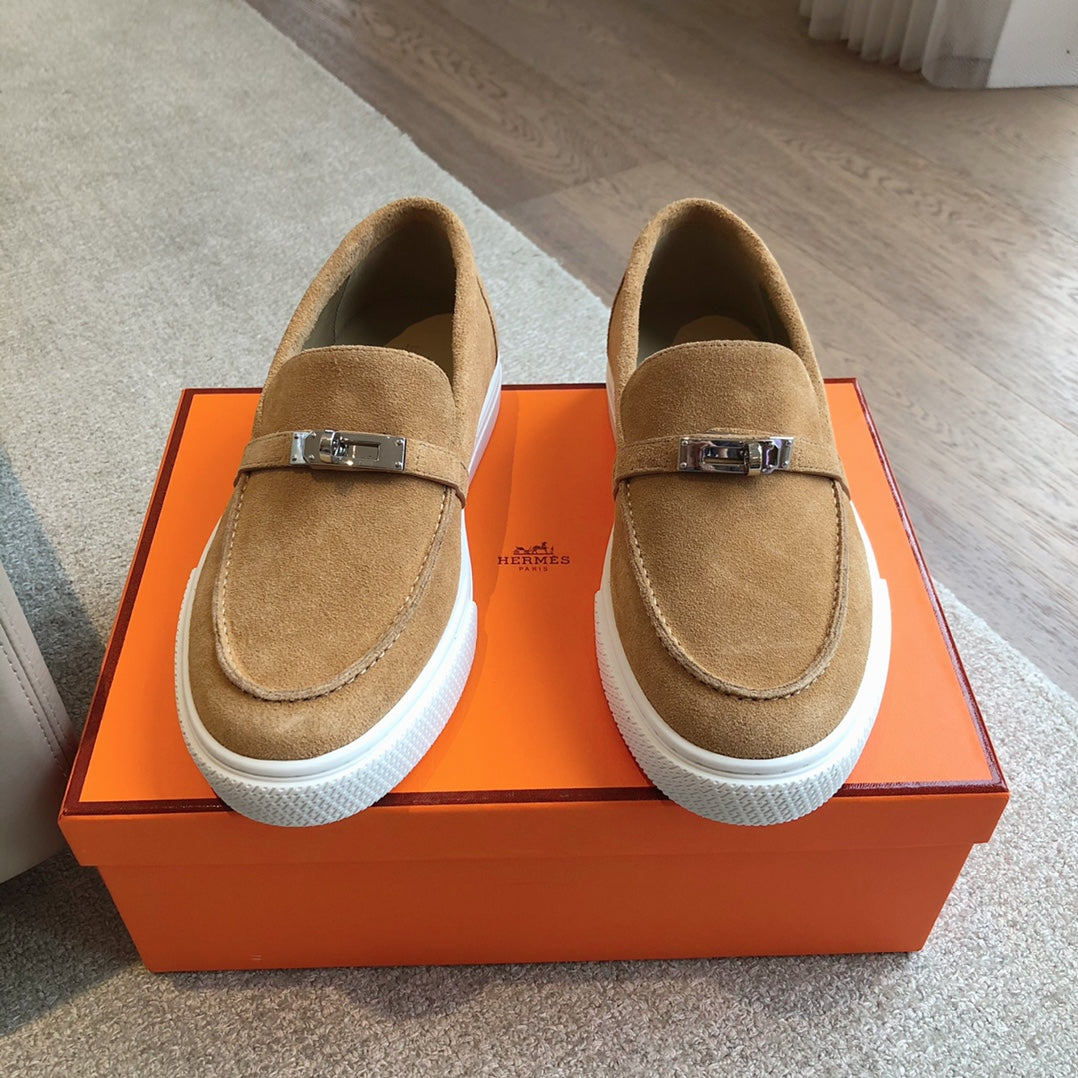 HERMES GAME SLIP-ON SNEAKER CARAMEL SUEDE