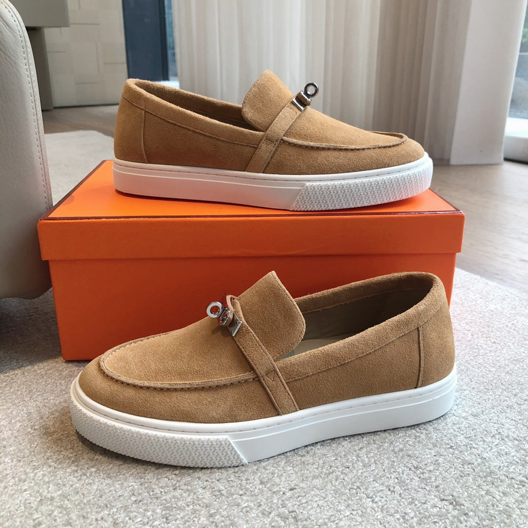 HERMES GAME SLIP-ON SNEAKER CARAMEL SUEDE