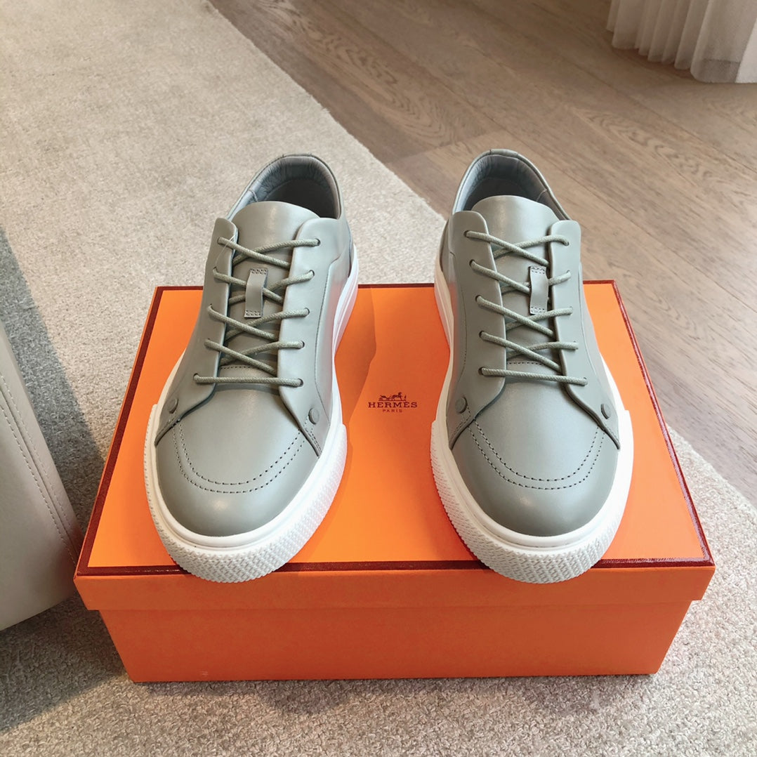 HERMES IRWIN SNEAKER LIGHT GRAY CALFSKIN